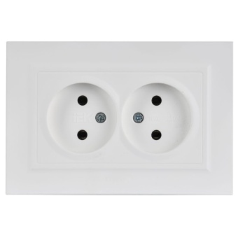 Розетка 2-м СП BRITE РС12-2-БрАБ 10А в сборе без заземл. без защ. шторок арктич. бел. IEK BR-R20-10-K91-F