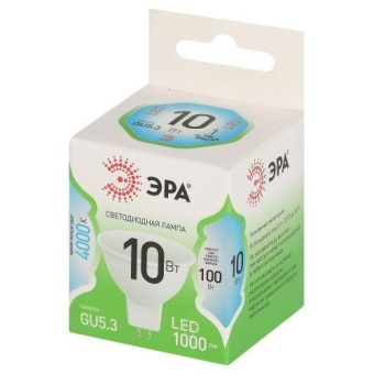 Лампа светодиодная GREEN LINE MR16-10W-840-GU5.3 GL 10Вт софит 4000К яркий свет бел. GU5.3 Эра Б0067064