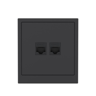 Розетка компьютерная 2-м KANT RJ45 кат.5E без шторки черн. уголь DKC 7012664