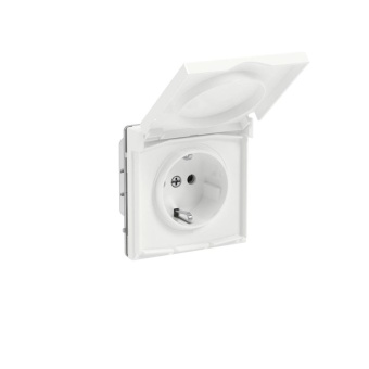Розетка силовая KANT IP44 2P+E защ. шторки с крышкой бел. магнолия DKC 7000013