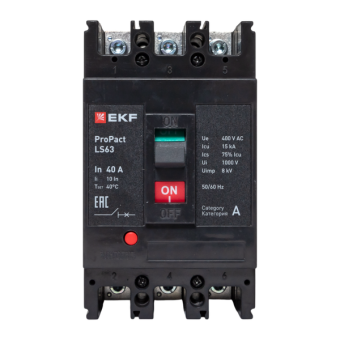 Выключатель автоматический 3п 40А 15кА LS63 ProPact EKF mccb-63-15-3-40-ls