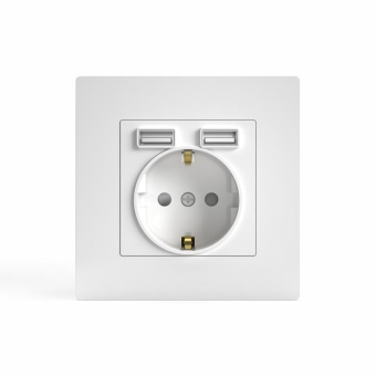 Розетка 1-м СП Pixel IP20 с заземл. с 2-мя заряд. устр. USB тип A+C механизм бел. TOKOV ELECTRIC TKE-PX-R1U2AC-C01
