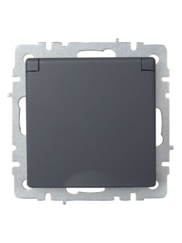 Розетка BRITE РСбш10-3-БрГ 16А IP20 с заземл. защ. шторки с крышкой механизм графит IEK BR-R16-16-K53