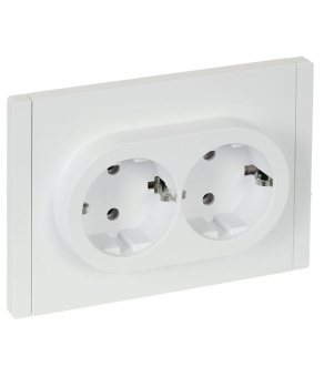 Розетка 2-м СП FORTE&PIANO FP224 16А с заземл. без защ. шторок безвинт. крепл. бел. IEK FP-R21-16-1-K01