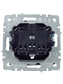 Розетка 1-м СП BRITE РС14-1-0-БрГ 16А с заземл. защ. шторки механизм графит IEK BR-R14-16-K53