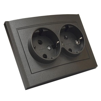 Розетка 2-м СП Бриллиант 16А IP20 с заземл. в сборе графит Universal 7947533-Gr