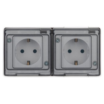 Розетка Эксперт 11-2503-01 2х2P+E гориз. IP55 16А-250В ОУ бел. Эра Б0063264