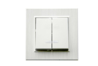 Выключатель 2-клав. с подсветкой Karea LINE STAR жемчуж. Makel 86100023