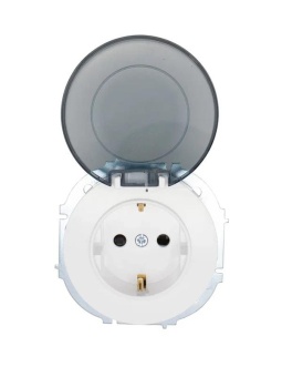 Розетка 1-м СП OSEN с заземл. с крышкой ПБТ бел. LEZARD 743-0288-123B