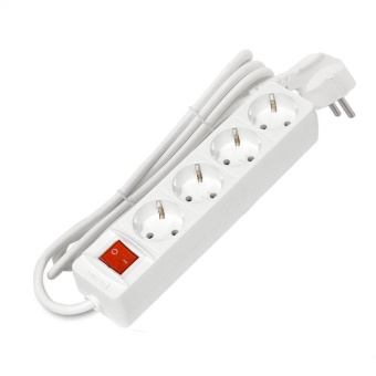 Удлинитель 4х1.5м с заземл. 16А IP20 3х1 с выкл. бел. DOMTOK 2374