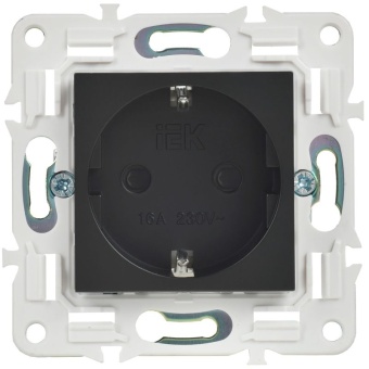Розетка SKANDY 16А с заземл. защ. шторки безвинт. крепл. SK-R06Bl черн. IEK SK-R14-16-1-K02