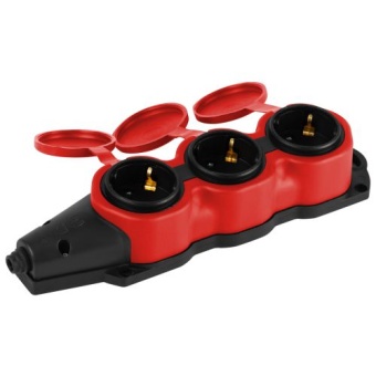 Колодка 3-м с заземл. 16A IP44 KX-3e-RED-IP44 каучук. красн. Эра Б0068393