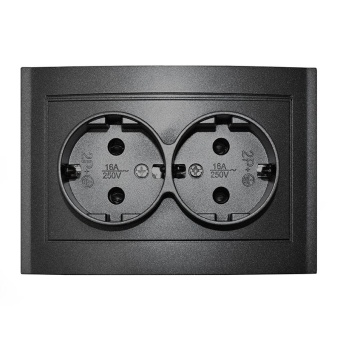 Розетка 2-м СП Бриллиант 16А IP20 с заземл. в сборе графит Universal 7947533-Gr