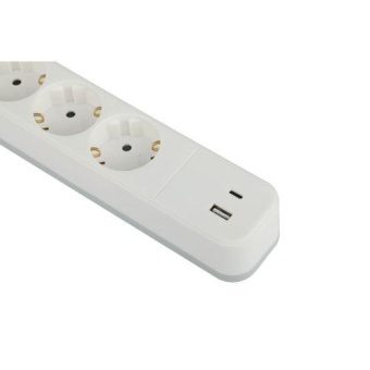 Удлинитель с сетевым фильтром 4х1.5м с заземл. 10А USF-4es-1.5m-2xUSBAC-W +2xUSBA+C3.1A с выкл. с базов. защитой Эра Б0059571