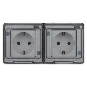 Розетка Эксперт 11-2504-01 2х2P+E гориз. IP55 шторки 16А-250В ОУ бел. Эра Б0063262