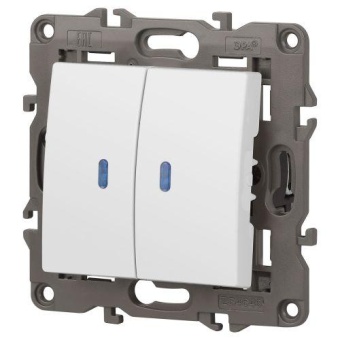 Выключатель 2-кл. СП Elegance 14-1105-01 10А IP20 250В 10AX с подсветкой механизм бел. Эра Б0034237