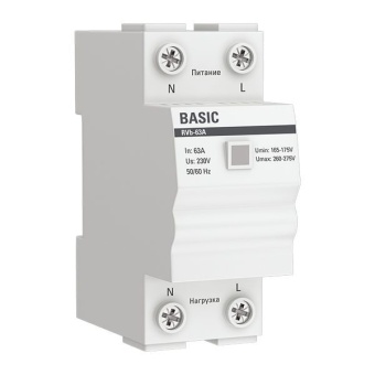 Реле напряжения RVb-63A (сквозное подкл.) Basic EKF rvb-63a