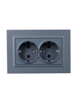 Розетка 2-м СП BRITE РСш12-3-БрМ 16А в сборе с заземл. защ. шторки маренго IEK BR-R24-16-K35-F