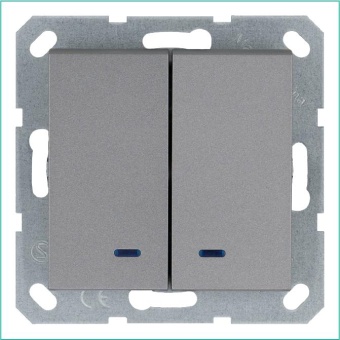 Выключатель 2-кл. 10А IP20 с подсветкой механизм алюм. Jasmart G3023NS
