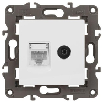 Розетка компьютерная + телевизионная 2-м Elegance 14-3110-01 RJ45 + TV IP20 механизм бел. Эра Б0034314