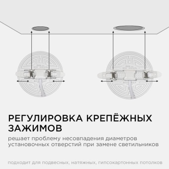 Панель светодиодная встр. 3 реж. свечения 12Вт(8Вт+4Вт) 230В 1020лм 4000К d120х21мм круг Apeyron 06-104