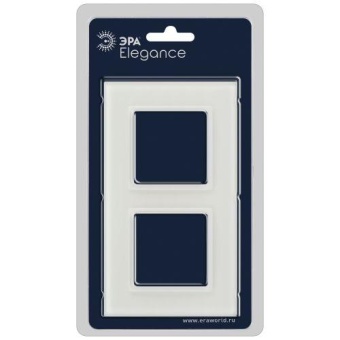 Рамка 2-м Elegance 14-5102-01М для розеток и выключателей стекло матов. бел. Эра Б0065834