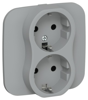 Розетка 2-м СП FLITE РС12-1-А-ФлС 16А с заземл. без защ. шторок безвинтовое крепление в сборе механизм сер. IEK FI-R21A-16-1-K03