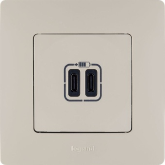 Устройство зарядное Etika с 2-мя USB разъемами C и C 240В/5В 3000мА сл. кость IEK 672335