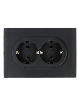 Розетка 2-м СП FORTE&PIANO FP124 16А с заземл. без защ. шторок безвинт. крепл. черн. IEK FP-R21-16-1-K02