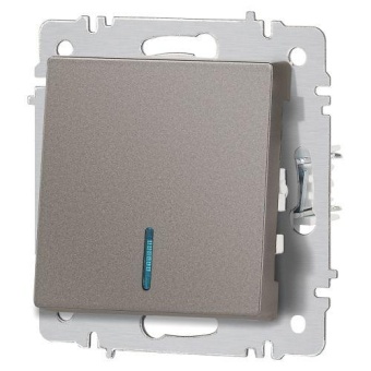 Выключатель 1-кл. СП Accent 6-102-09 10А IP20 250В с подсветкой AL/CU титан Intro Б0063460