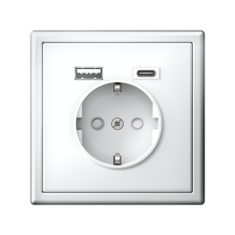 Розетка ArtGallery 16А с 2-мя заряд. устройствами USB A+C 5В/2.4А/3А 2х5В/1.5А механизм бел. SE GAL000132
