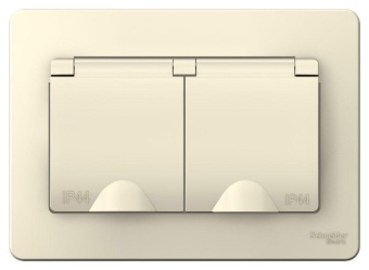 Розетка 2-м СП Blanca 16А IP44 250В с заземл. защ. шторки с крышкой молоч. SE BLNRS441122