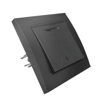 Переключатель проходной 1-кл. СП Бриллиант 10А IP20 с подсветкой в сборе графит Universal 7947380