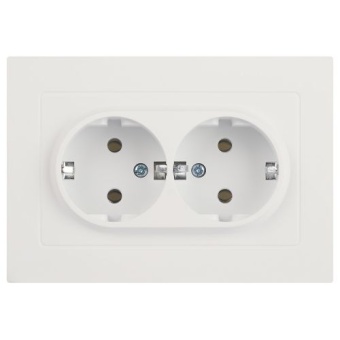 Розетка 2-м СП Accent 6-205-01М 16А IP20 250В 2P+E Schuko AL/CU бел. матов. Intro Б0063487