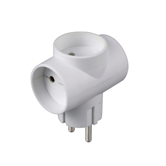 Разветвитель 3-м Т-образный без заземл. 10А 2200Вт 250В бел. DОМТОК 2662