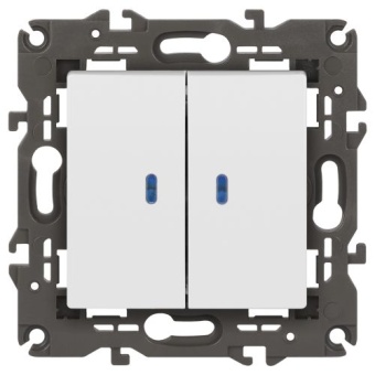 Выключатель 2-кл. Elegance 14-1105-01М 250В 10АХ с подсветкой матов. бел. Эра Б0065807