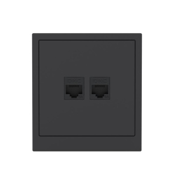 Розетка компьютерная 2-м KANT RJ45 кат.6A без шторки черн. уголь DKC 7012674