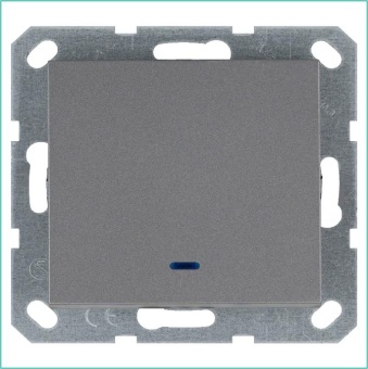 Выключатель 1-кл. 10А IP20 с подсветкой механизм алюм. Jasmart G3011NS