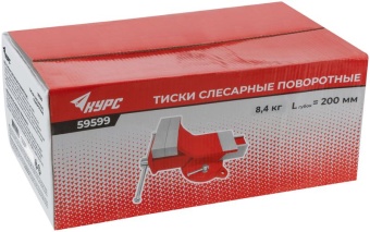 Тиски слесарные поворотные стальные 200мм (8.4кг) КУРС 59599