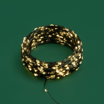 Гирлянда светодиодная "Роса" 50м 500LED тепл. бел. IP20 230В с контроллером провод зел. Neon-Night 303-286