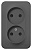 Розетка 2-м ОП Blanca 16А IP20 250В без заземл. защ. шторки с изолир. пластиной антрацит SE BLNRA001216