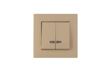 Выключатель 2-клав. с подсветкой Karea RIZZ крем Makel 88010023
