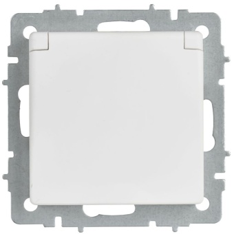 Розетка BRITE РСбш10-3-БрАБ 16А IP20 с заземл. защ. шторки с крышкой механизм арктич. бел. IEK BR-R16-16-K91