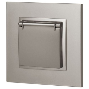 Розетка Elegance 14-2103-16 16А 250В 2P+E Schuko защ. шторки с крышкой титан Эра Б0065811