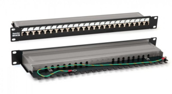 Патч-панель 19дюйм PP3-19-24-8P8C-C5E-SH-110D 1U 24 порта RJ45 полн. экран. кат.5e Dual IDC ROHS черн. Hyperline 246037