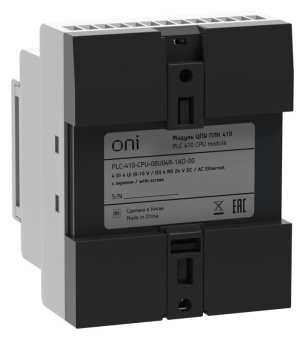 Модуль ЦПУ ПЛК 410 4 DI 4 UI (0-10 В/DI) 4 RO 12В-24В DC или 24В AC с Ethernet портом с экраном ONI PLC-410-CPU-08U04R-1AD-00