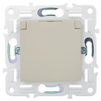 Розетка 1-м SKANDY 16А IP44 с заземл. защ. шторки с крышкой SK-R11B беж. IEK SK-R16-16-44-K10