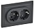 Розетка 2-м СП BRITE РС12-3-БрГ 16А в сборе с заземл. без защ. шторок графит IEK BR-R21-16-K53-F