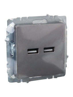 Розетка BRITE USB A+A 3.1А РЮ10-1-БрС механизм сталь IEK BR-U21-D31-K46