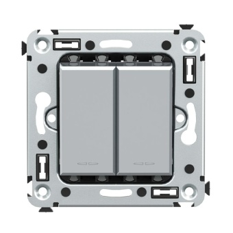 Переключатель 2-кл. 2мод. СП Avanti "Закаленная сталь" 16А сер. DKC 4404114